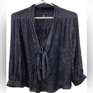 Royal blue over the head Silky dress shirt with attached tie .